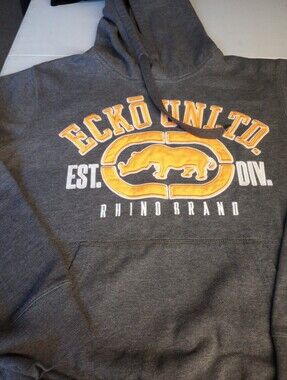 Ecko Unlimited Men's Gray Hoodie with Yellow Logo Size Small